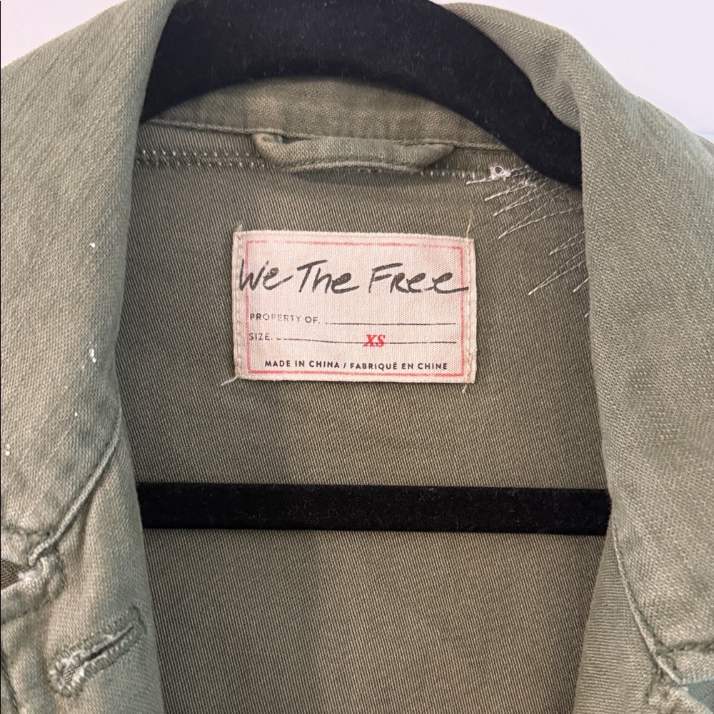 Free People Olive Utility Jacket with Patch Detail size XS - Picture 2 of 9